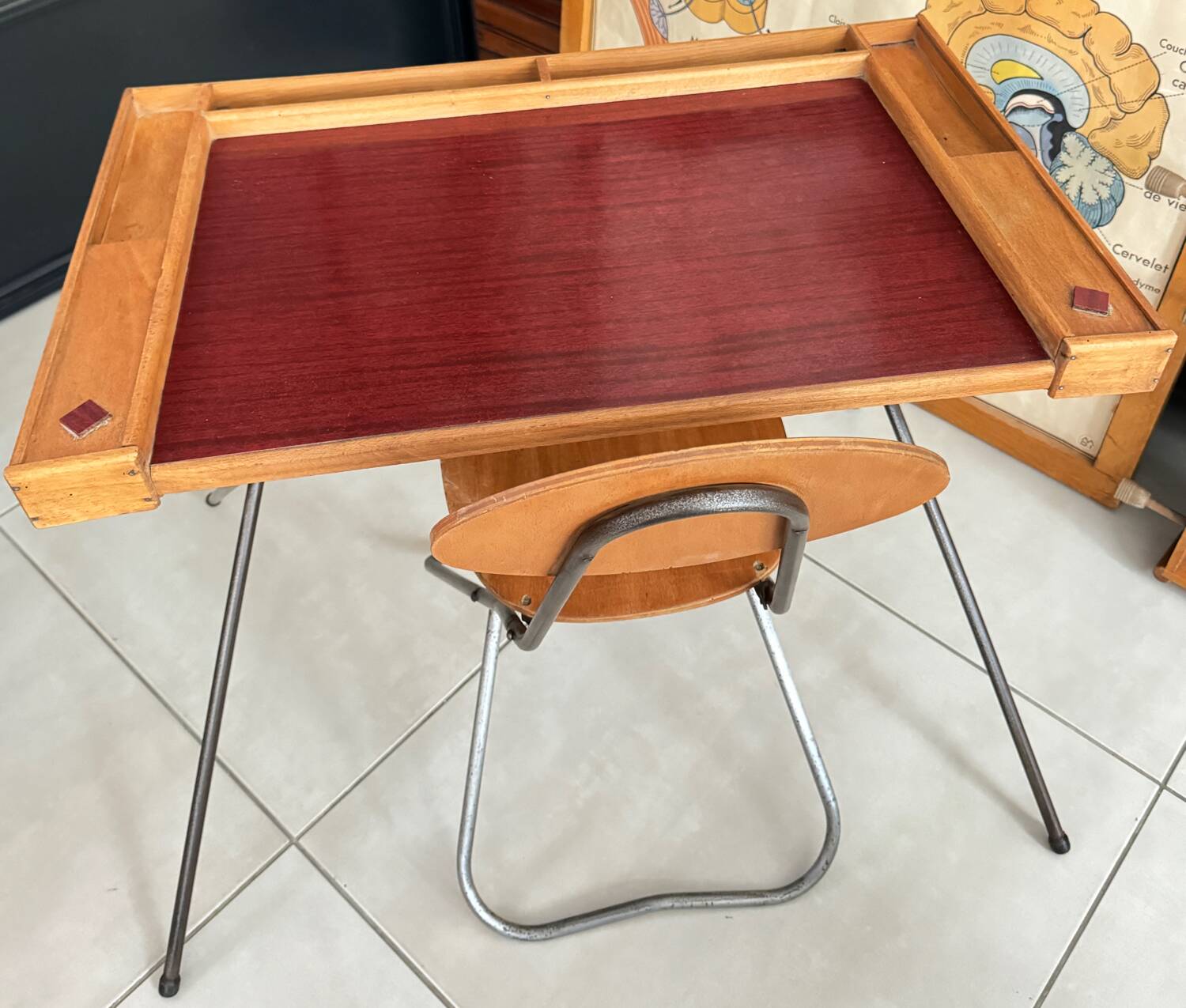 Vintage children's desk and chair set