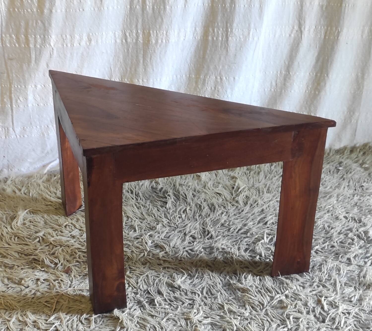 Triangular solid wood coffee table
