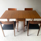 1970’s mid century drop leaf dining table and 4 dining chairs by Schreiber