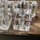 Series of 6 vintage cube candlesticks in molded glass