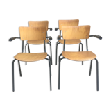 Set of 4 vintage chairs with armrests