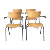 Set of 4 vintage chairs with armrests