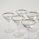 Lot de 6 verres à cocktail, Martini, liseré chromé, Art Déco, 1930