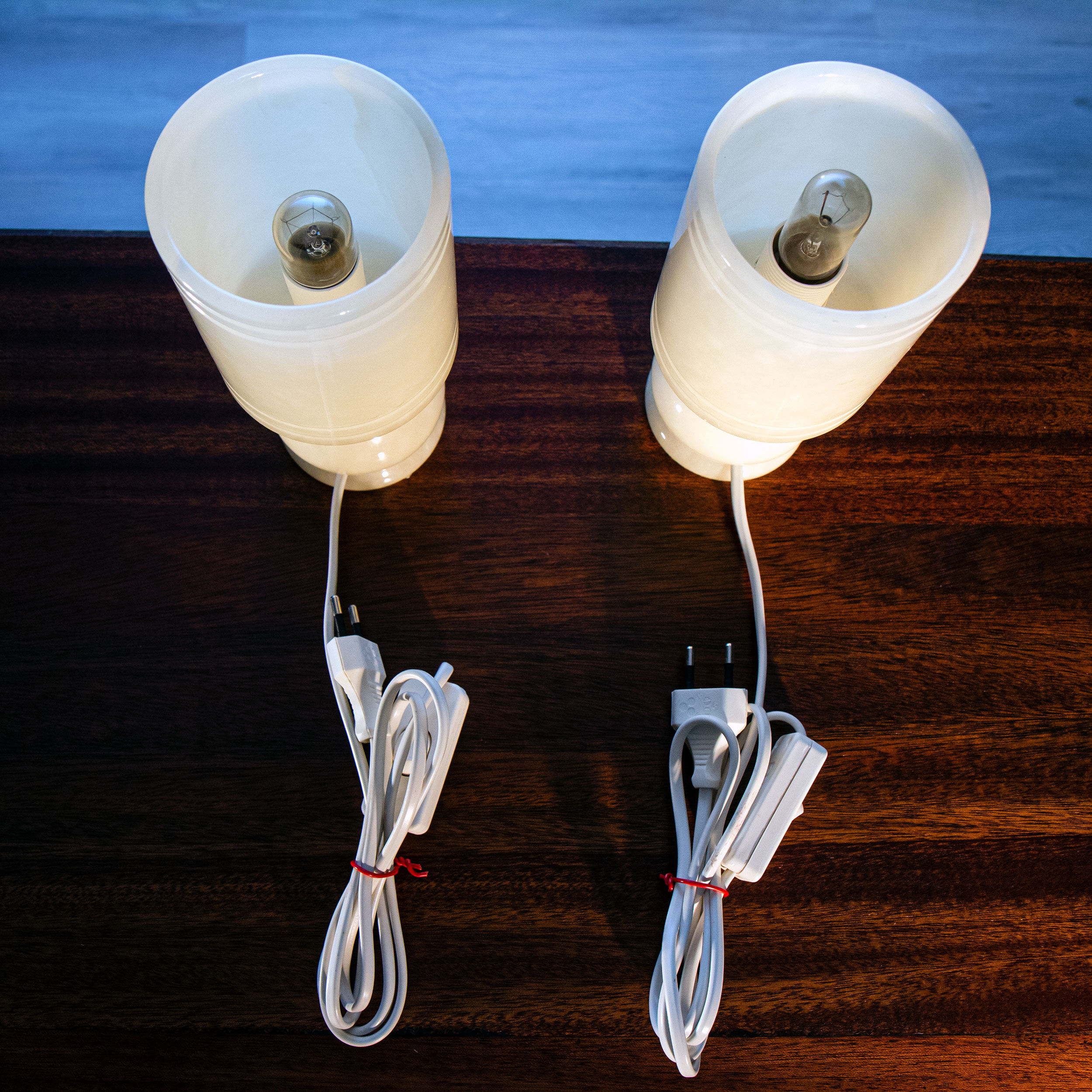 Paire de lampes en albâtre , vintage 1970