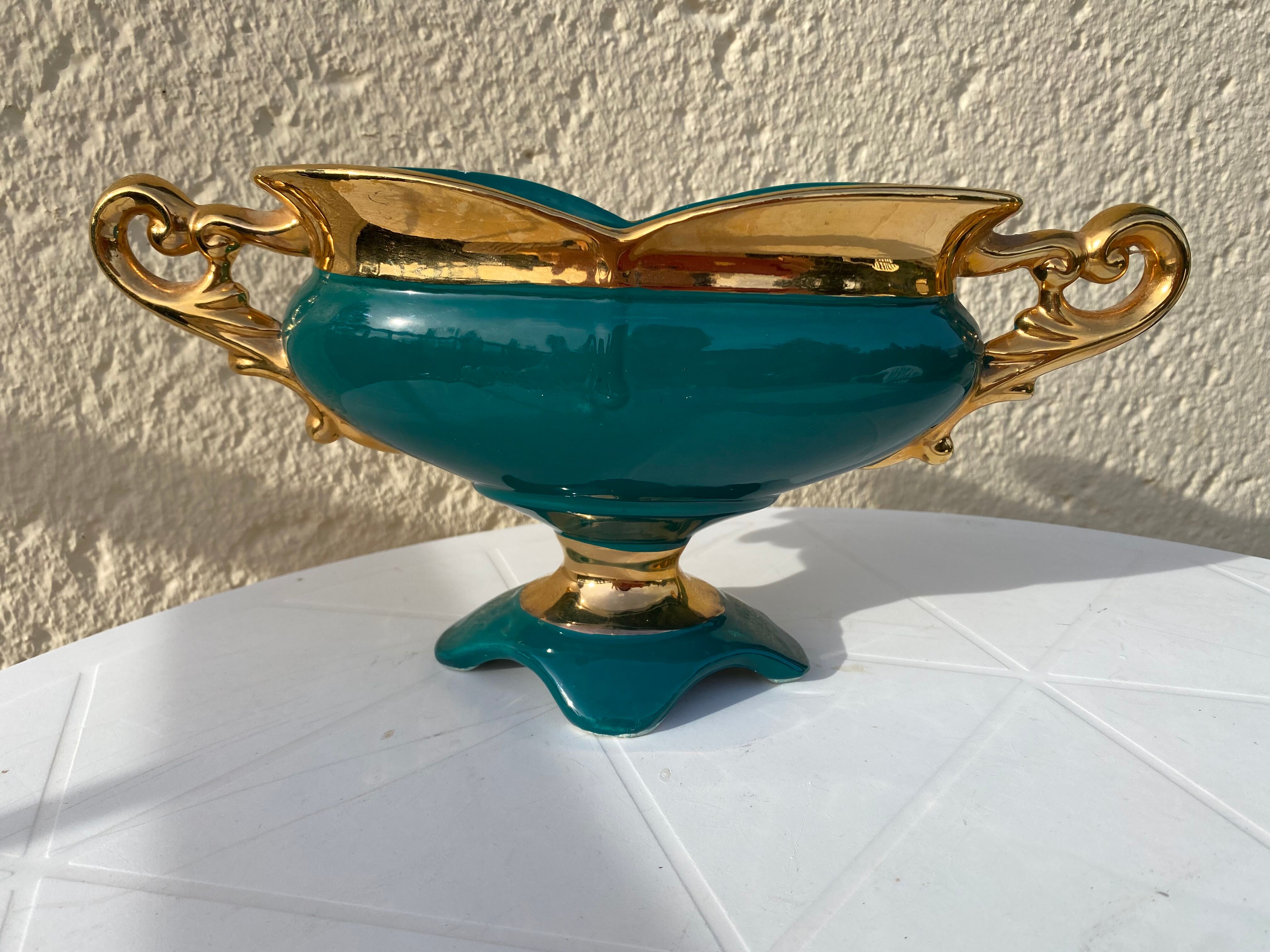 Vintage porcelain rose planter vase