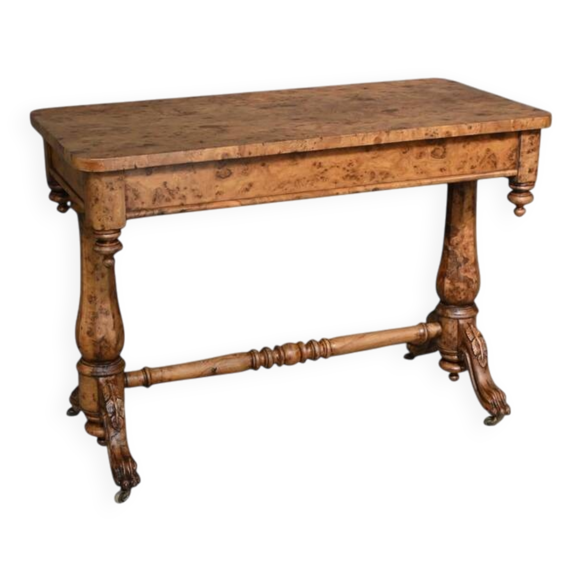 Victorian Amboyna Burl Desk, England – Late 19th Century
