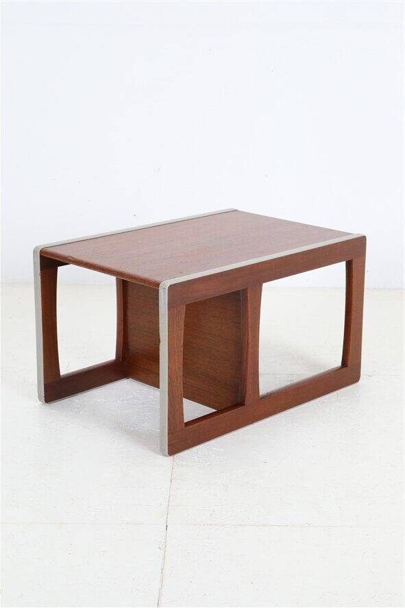 Set of 3 teak convertible children's chairs / stools / side tables, 1960s