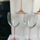 Set of 6 large pink-stemmed wine glasses Made in France 1970s