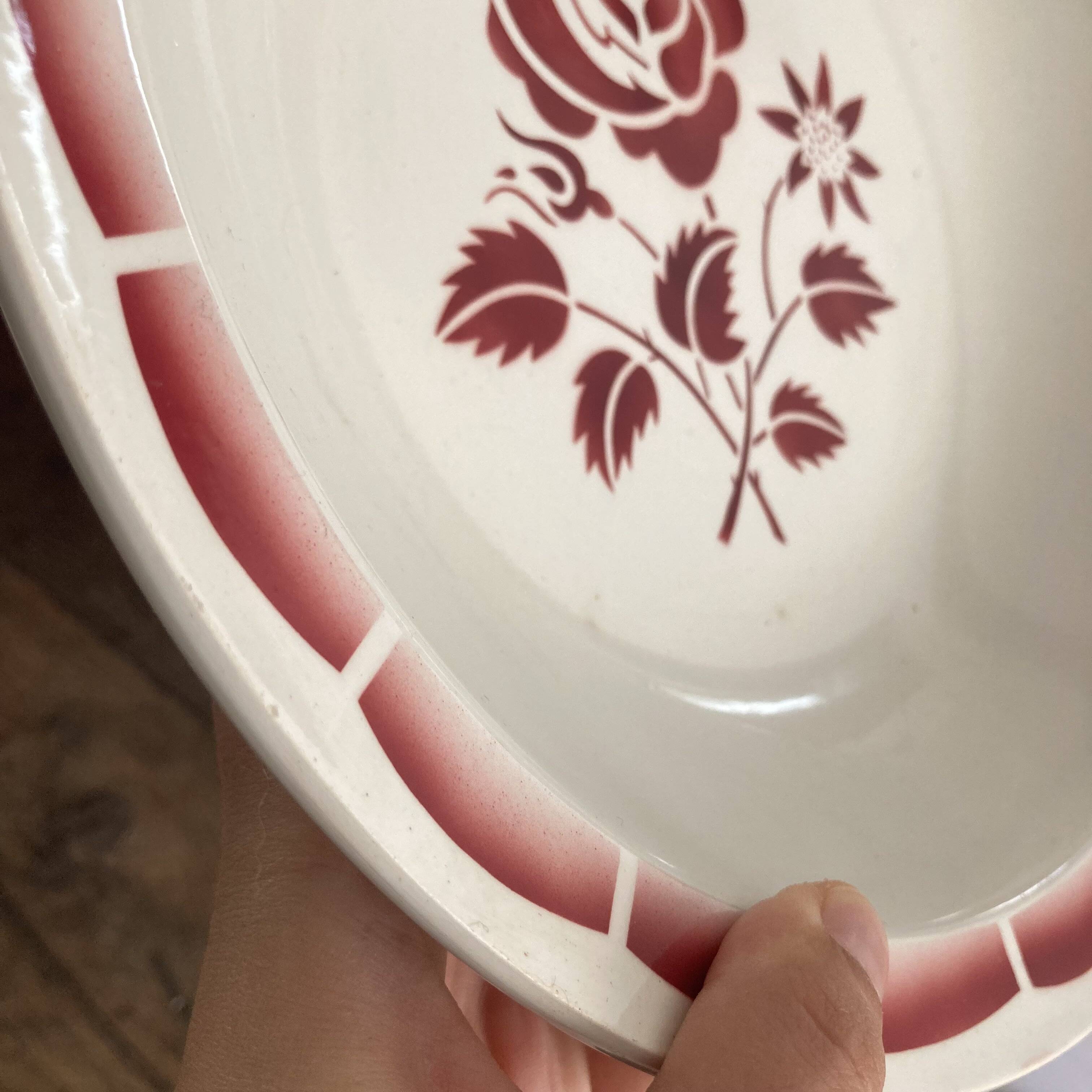 Antique flowered hollow dish