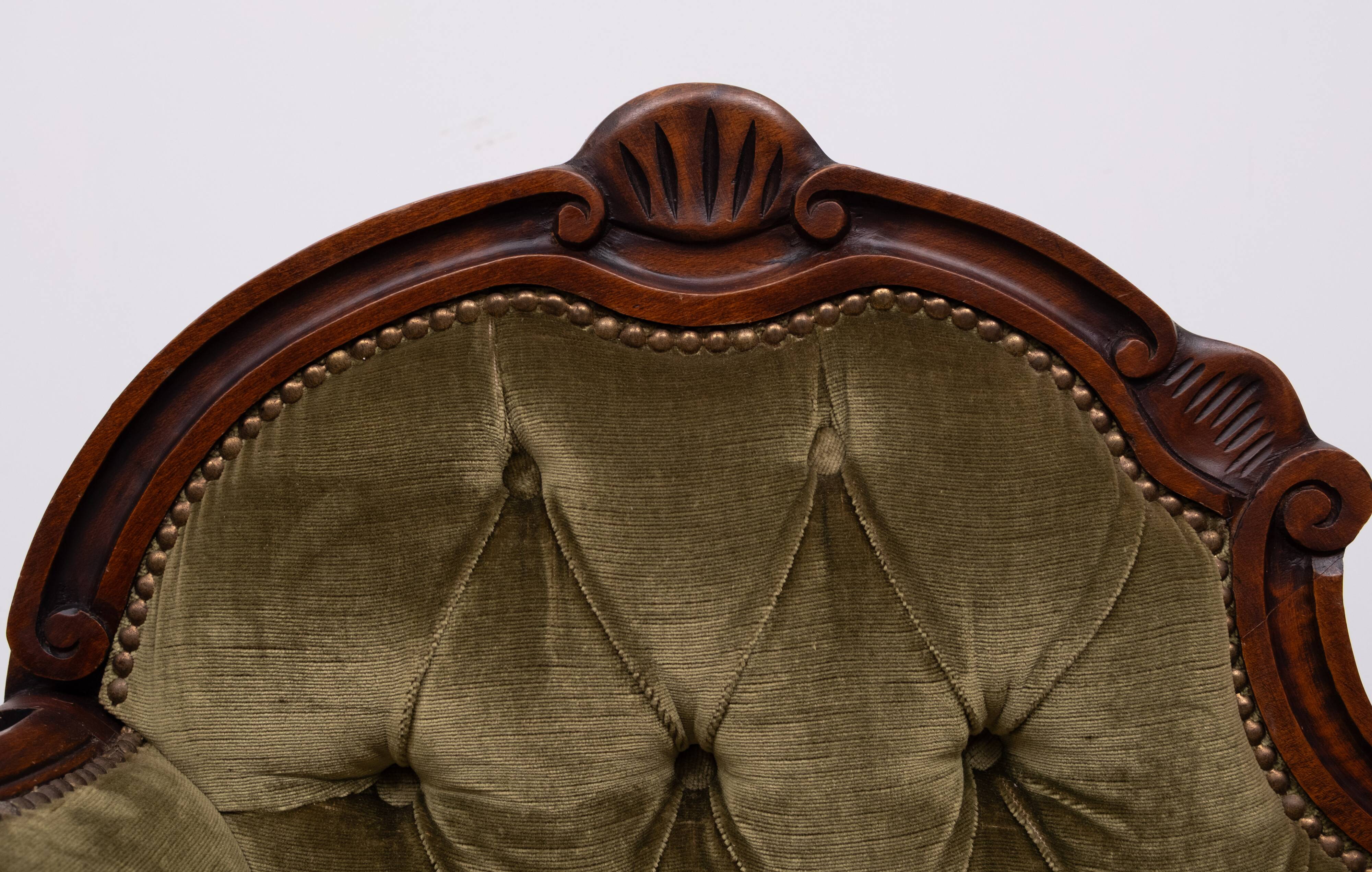 Telephone Sofa Green Velvet Queen Anne style 1960s