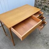 Scandinavian desk in light teak wood with 3 + 1 drawers, vintage from the 60s