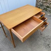 Scandinavian desk in light teak wood with 3 + 1 drawers, vintage from the 60s