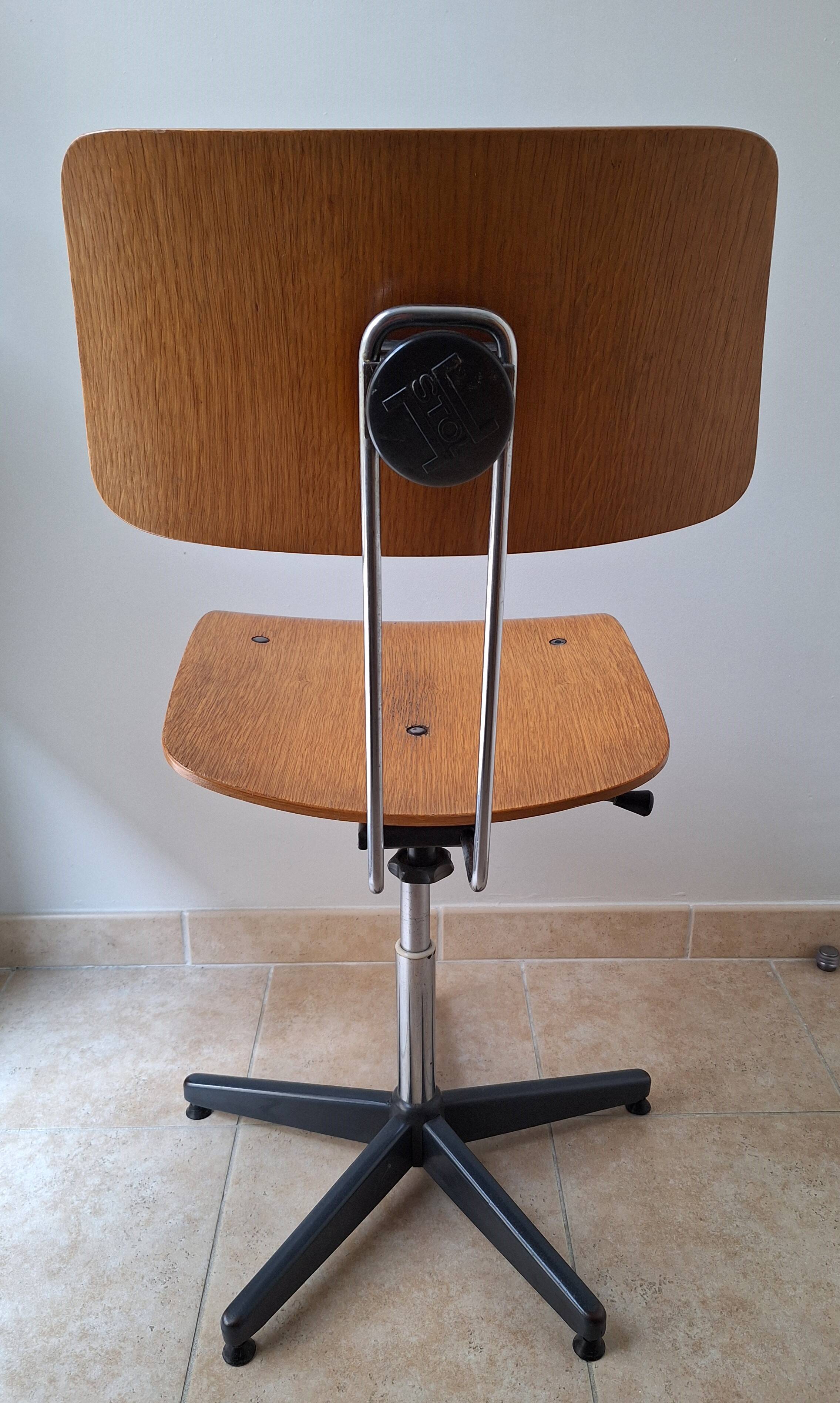 Mid-Century Industrial Office Chair Adjustable Swivel Vintage Stol Kamnik 60s/70s