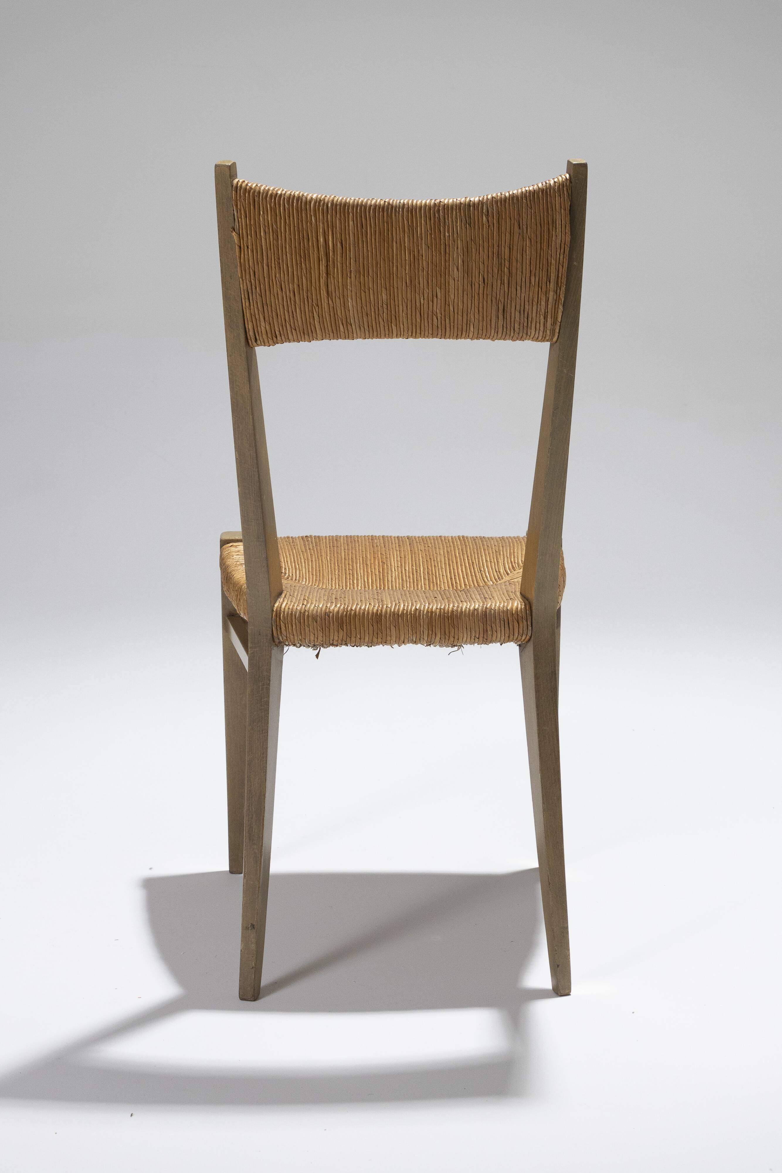 Pair of straw chairs, geneviève pons, 1950s