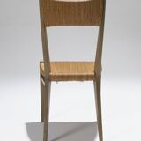 Pair of straw chairs, geneviève pons, 1950s