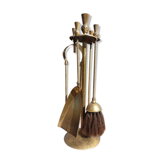 Servant fireplace vintage brass pineapple and horsehair
