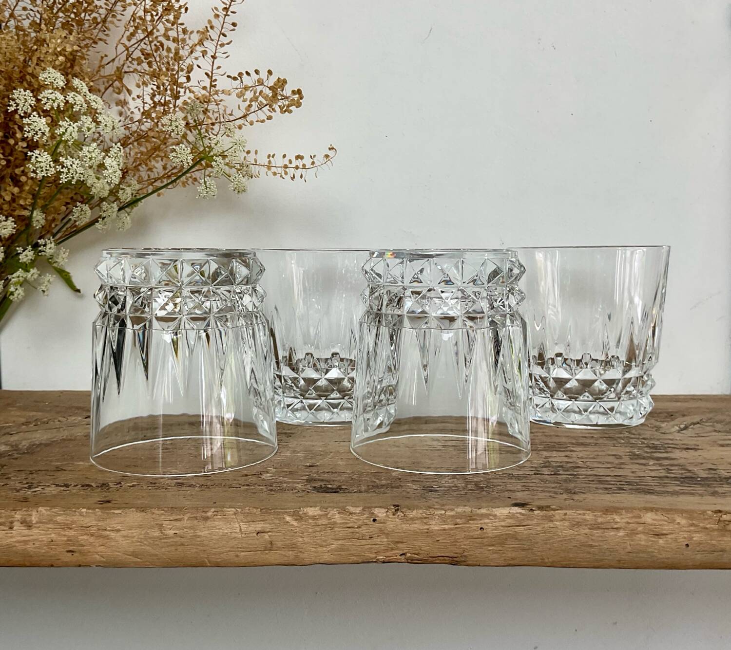 4 vintage whiskey glasses