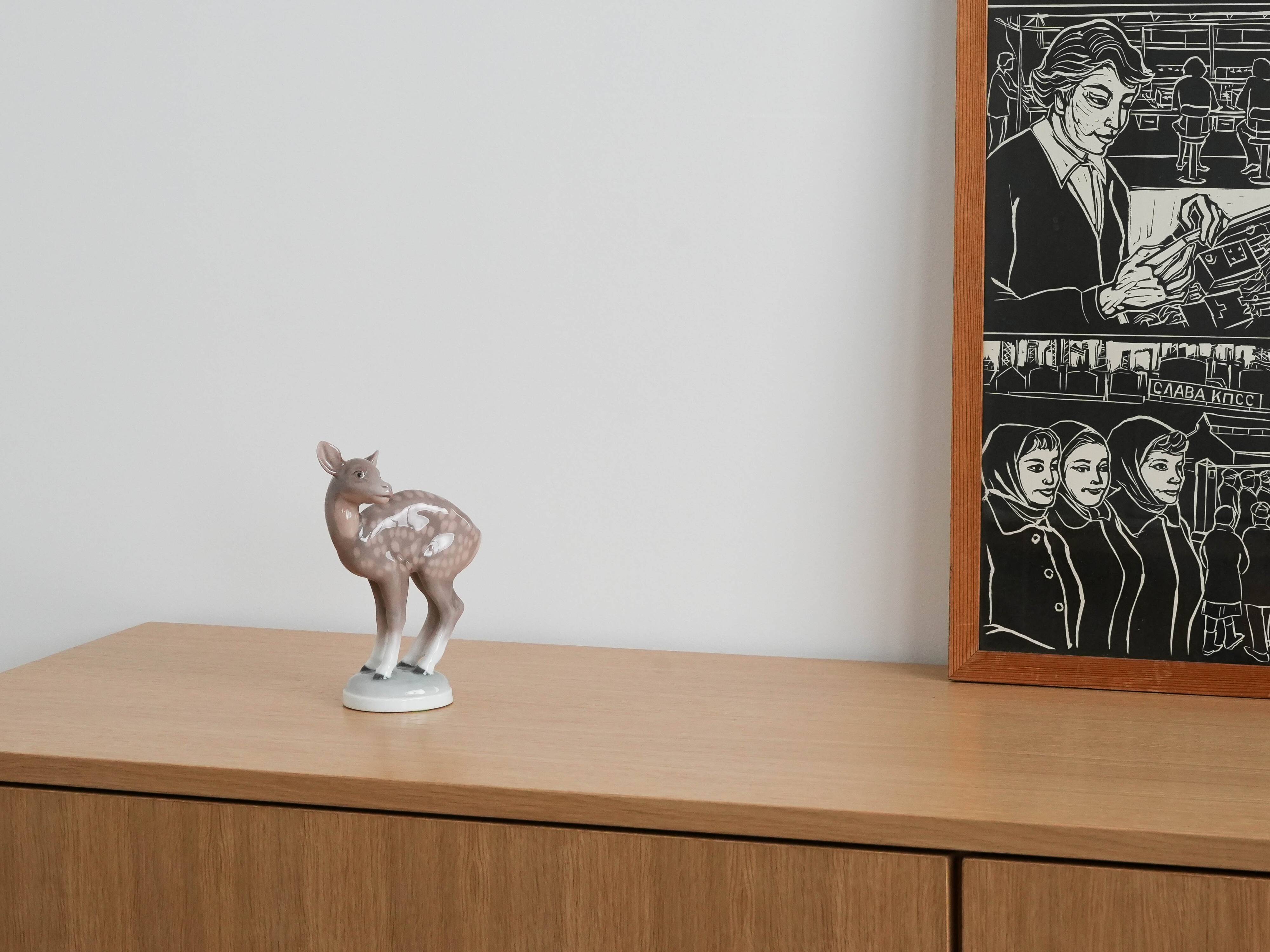 Porcelain deer figurine, Danish design, 1970s, manufacturer: Bing & Grøndah
