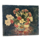 Bouquet d’œillets en vase bleu et blanc, signée