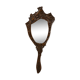 Old wooden hand mirror solid oak baroque flowers fish 39cm