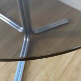 70s oval dining table in glass and chrome