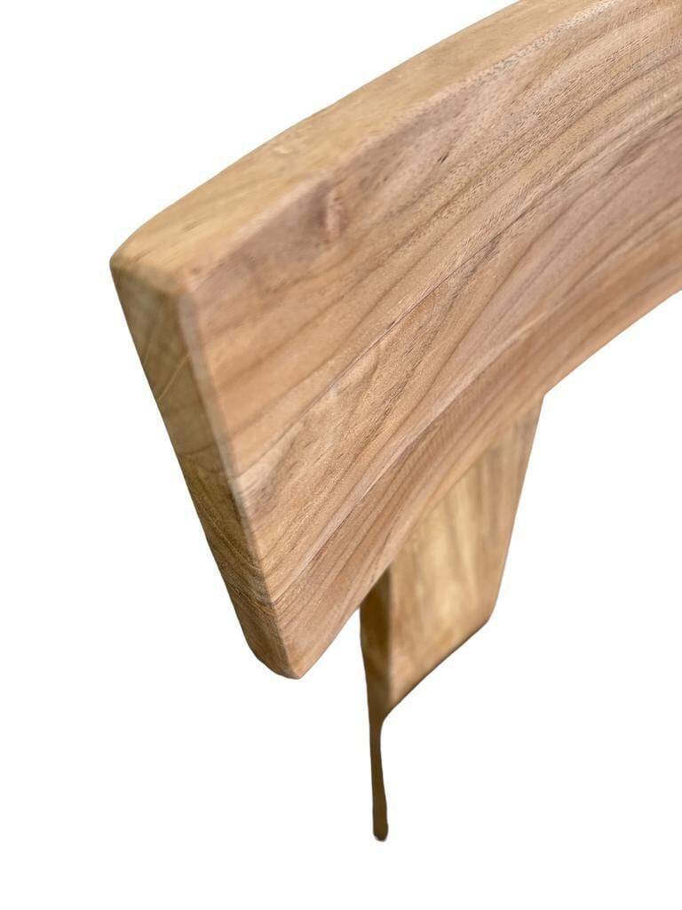 Solid wood chair with a linen-look seat.