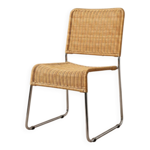 chaise vintage en osier - chrome