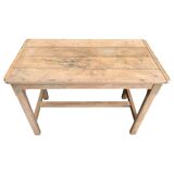 Art Deco farmhouse table in raw wood