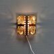 Swedish wall lamp in gold-colored metal with glass prisms. Estimated 1970-80s.