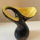 Vintage 1950s black and yellow ceramic vase in the Vallauris style