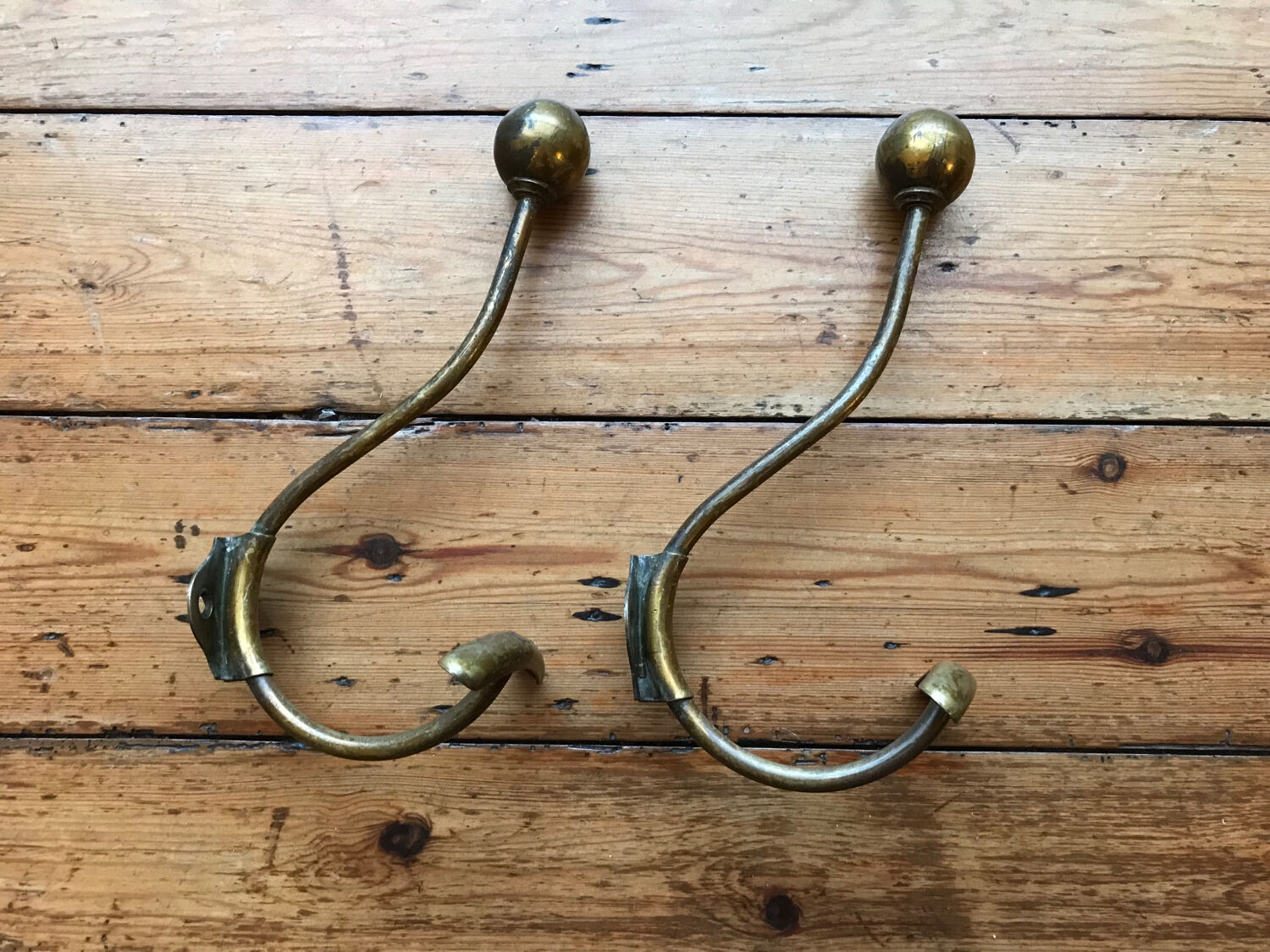 2 patères doubles porte manteau laiton vintage