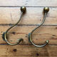 2 patères doubles porte manteau laiton vintage