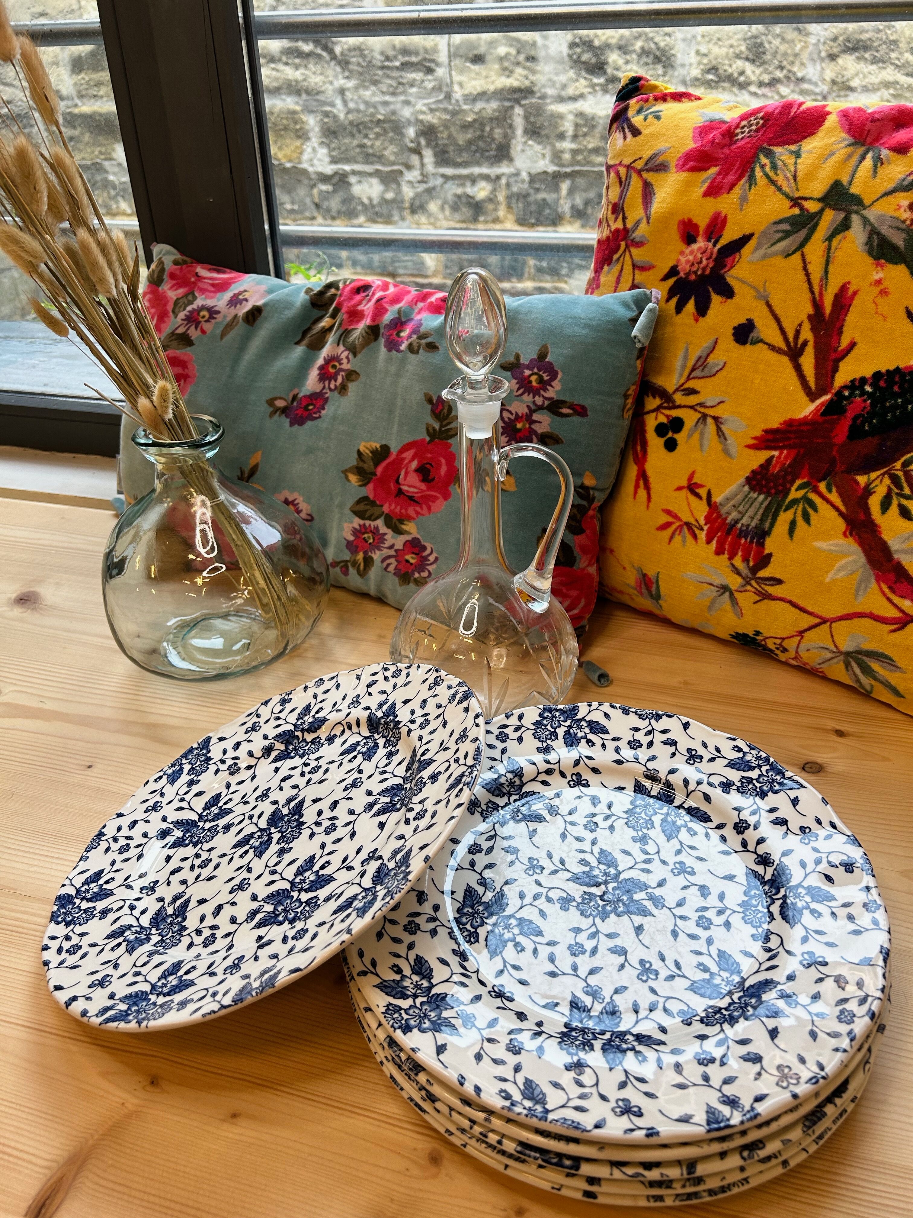 Blue Flower Plates Tudor Royal Grindley