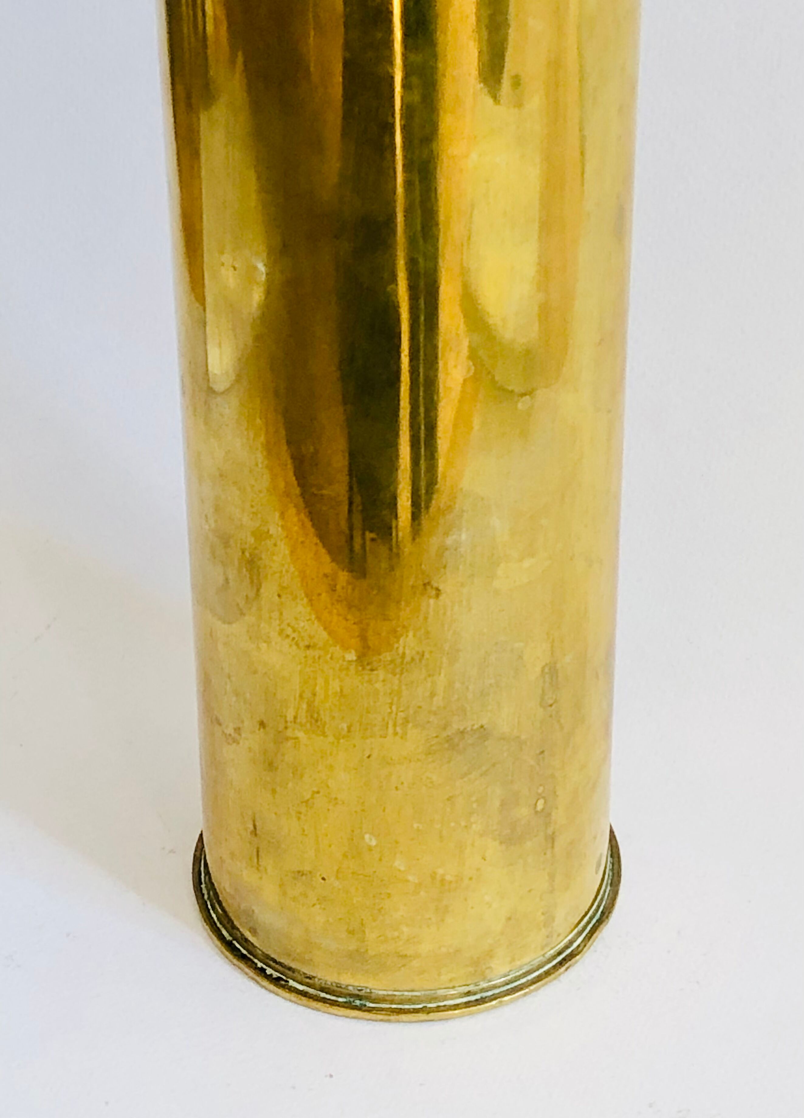 Old brass shell vase numbered H35cm