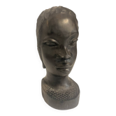 Sculpture bois buste femme africaine en ébène