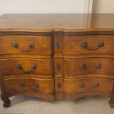 Louis XV style crossbow commode in solid walnut