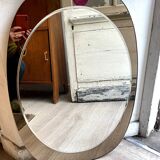 Beveled mirror, smoked glass frame, 1970