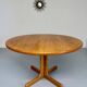Antique round Scandinavian dining table from the 70s with 1 solid wood extension