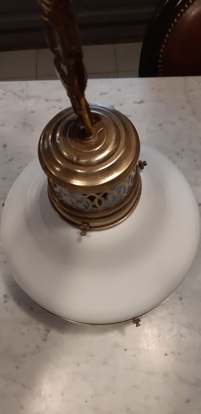 CIRCA art deco opaline hanging chandelier