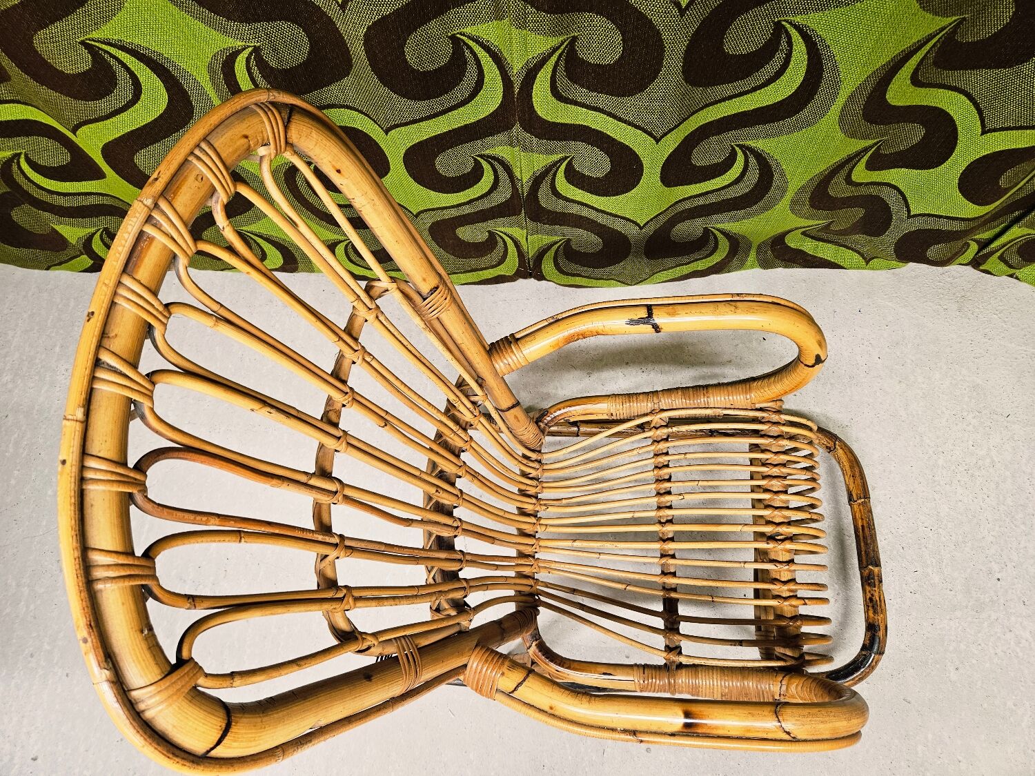 Italian rocking chair 1960 bamboo and rattan