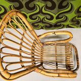 Italian rocking chair 1960 bamboo and rattan