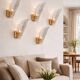 Set of 5 Vintage Italian Murano Glass Wall Lamps, Gold Plated, 1970s