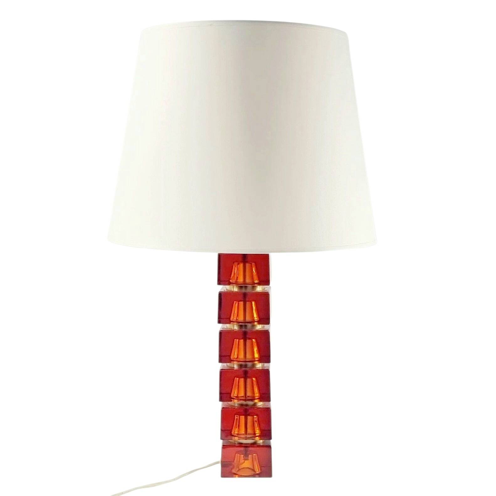 Mid-Century Scandinavian Art Glass & Brass Table Lamp by C.Fagerlund, 1960s