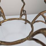 Zigzag Bronze Faux Bamboo Hollywood Regency Coffee Table, 1960s