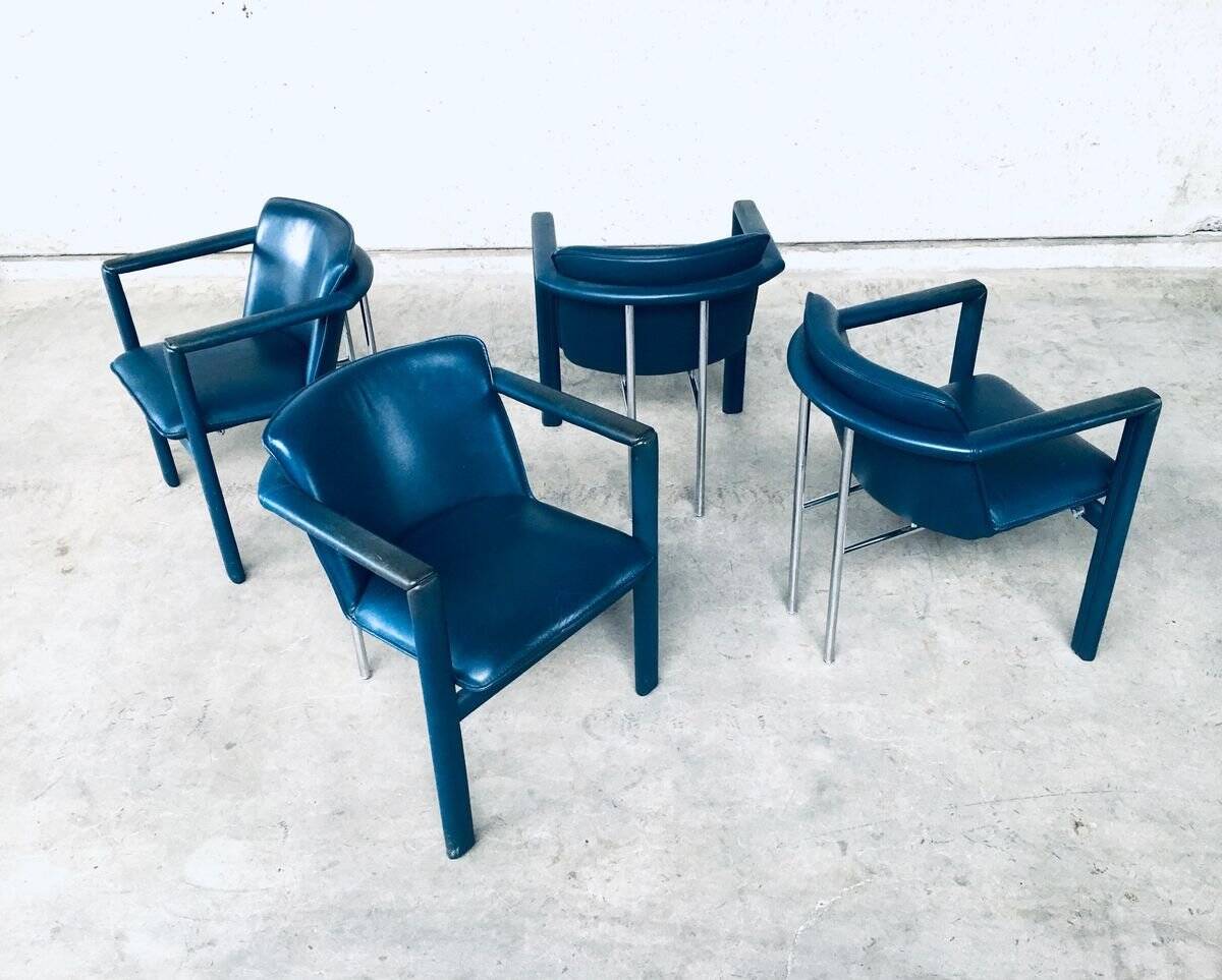 Leather Cachucha Dining Chairs by Hugo De Ruiter for Leolux, 1990s, Set of 4