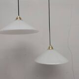Pair of opaline pendant lights