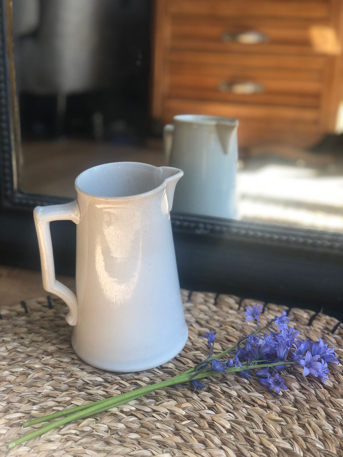 Old Digoin and Sarreguemines shabby white jug