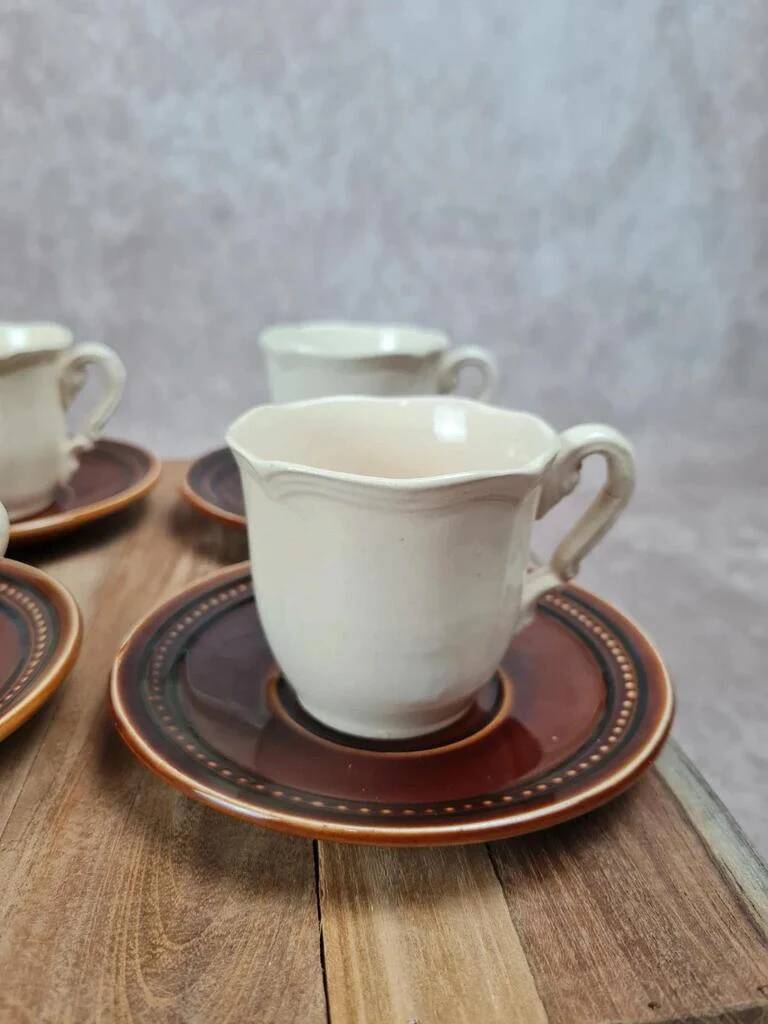 Set of 6 vintage cups and saucers – Saint-Amand & Sarguemines