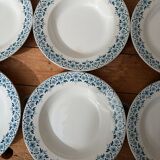 Set of 6 old Sarreguemines Digoin soup plates, Lucie model