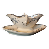 Old ceramic gravy boat earthenware hb&cie choisy le roi pornic 19th century model